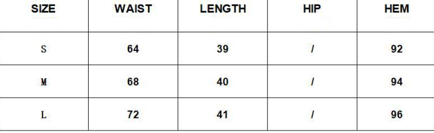 Size chart table displaying measurements for sizes s, m, and l of the checkered mini skirt featuring variable mso-font-signature and mso-font-pitch variable design elements.