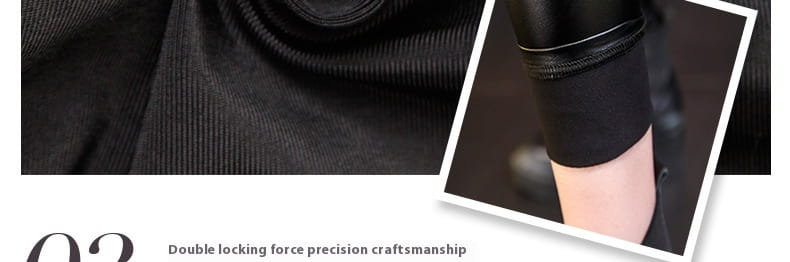 Black ribbed fabric cuff with a sleek fitted design on matte feet elastic plus size faux leather leggings.