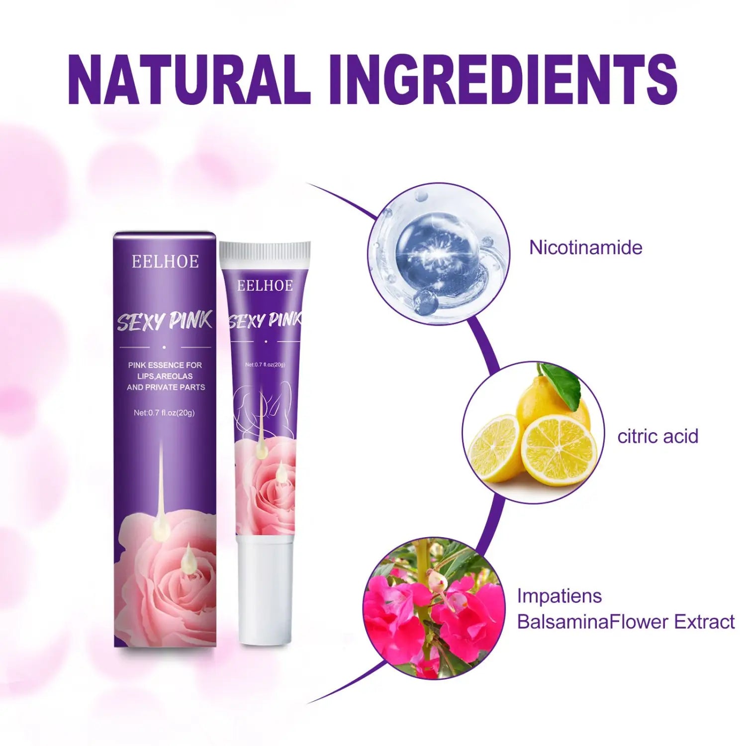 purple and white tube of eelhoe rejuvenator areola intimate lip essence for lips areolas and private parts in a product titled eelhoe rejuvenator areola intimate area essence