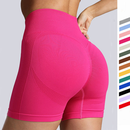 Seamless Yoga Shorts Women Solid Color High Waist Hip-lifting Fitness Pants Running Sweatpants - Royalessencelux