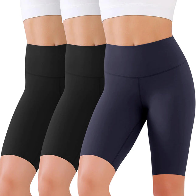 SUNCLOVE 3 Pack High Waisted Tummy Control Biker Shorts for Women Workout Yoga Running Gym Athletic Spandex Booty Shorts