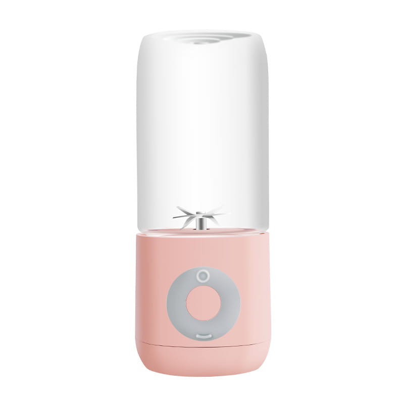 portable usb automatic mini juicer in pink and white featuring a clear glass container for convenient blending and portability