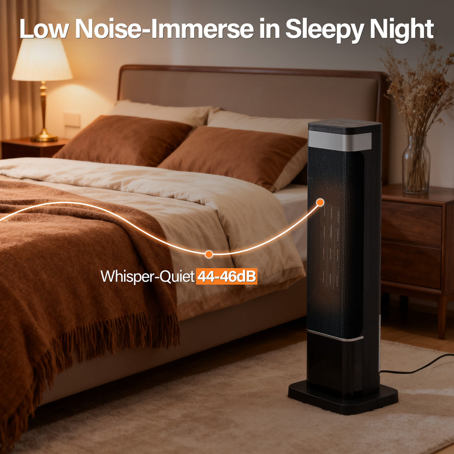 1500W Oscillating Space Heater with 7-Color Ambient Light, Thermostat, Timer & Tip-Over Protection