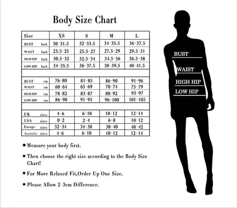 black silhouette of a human figure with labeled body measurements for sizing for a black bandeau hot drilling long dress.
