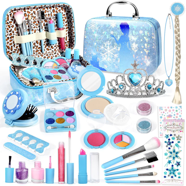 INNOCHEER Kids Makeup Kit for Girl Toys Frozen Makeup Set for Girls Real Washable Makeup Kit for Girls Birthday Christmas Princess Gifts for Girls Kids Toddlers Age 3 4 5 6 7 8 9 10 11 12 Year Old - Royalessencelux