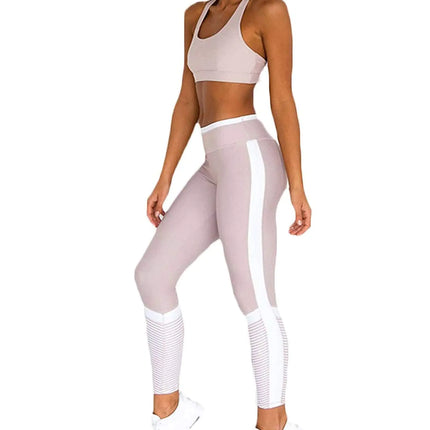 Hotexy Women Workout Sets Contrast High Waisted Yoga Leggings with Stretch Sports Bra Gym Clothes Matching Sets