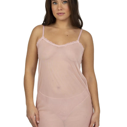 Smart & Sexy Womens Sheer Lace and Mesh Chemise Lingerie Blushing Rose 3X