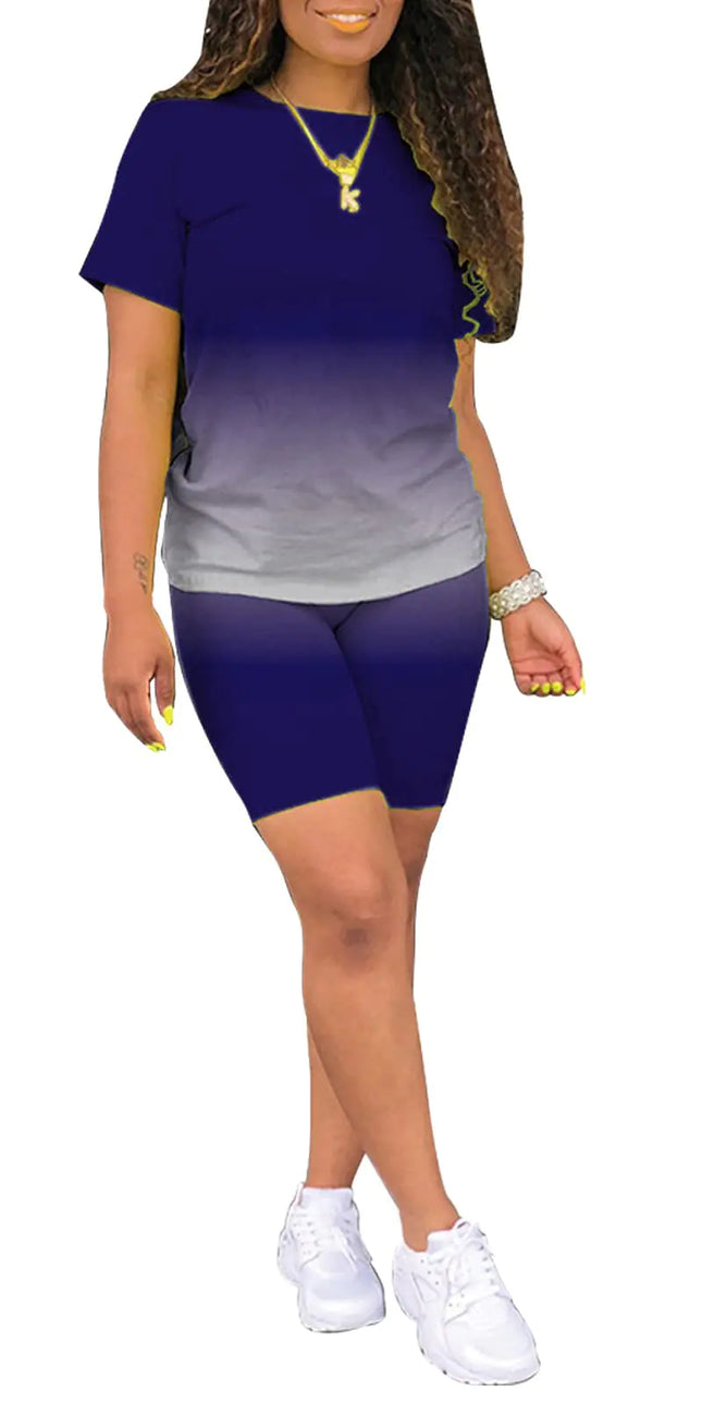 CHBAZH Jogger Sets for Women 2 Piece Summer Vacation Beach Workout Clothes Sweatsuit(BlueM) - Royalessencelux