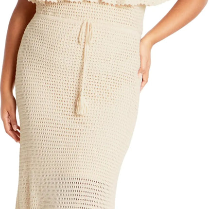 City Chic Womens CITYCHIC Plus Size Dress Callie Crochet Natural 16