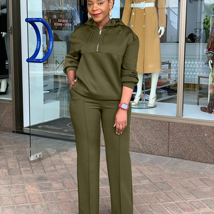 Women's Solid Color Loose Hooded Drawstring Suit - Royalessencelux