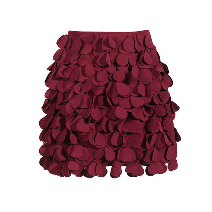 Design Sense Stitching Wafer Decoration Short A- Line Skirt - Royalessencelux