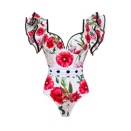 Women's Chiffon Polyester Printed One-piece Swimsuit Suit - Royalessencelux