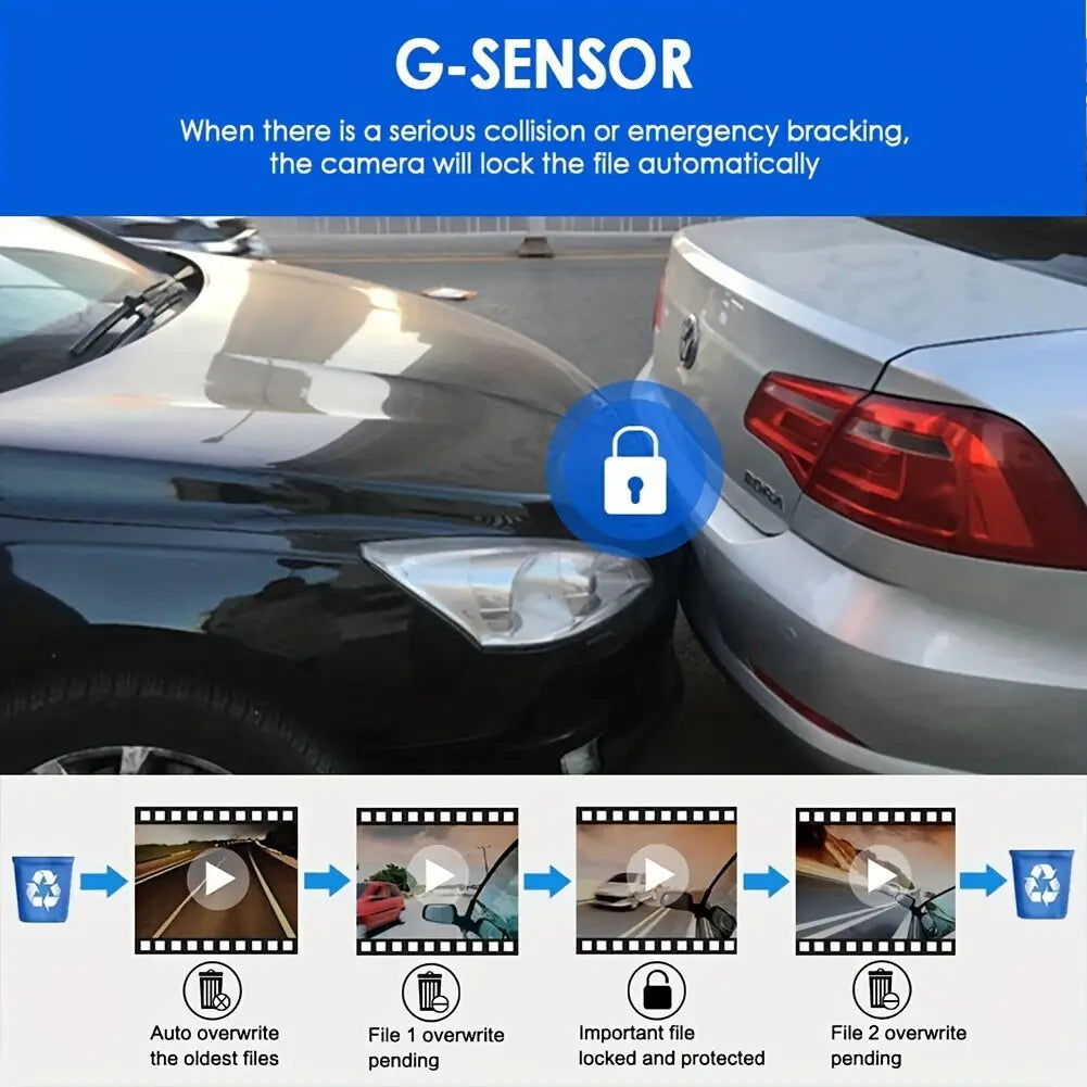 silver volkswagen sedan with a glossy finish and sleek design displayed alongside a 1080p dual dashcam featuring three recording display and rear car reversing functionality