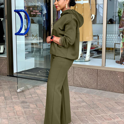 Women's Solid Color Loose Hooded Drawstring Suit - Royalessencelux