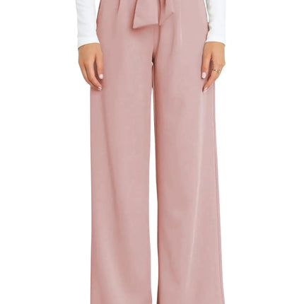 GUOLEZEEV Women Dress Pants High Waisted Wide Leg Pants Interview Outfit Business Pants Pink S