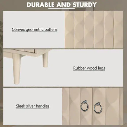 Modern 4-door Sideboard With Convex Doors And 2 Silver Handles For Living Room, Dining Room, Kitchen - Royalessencelux