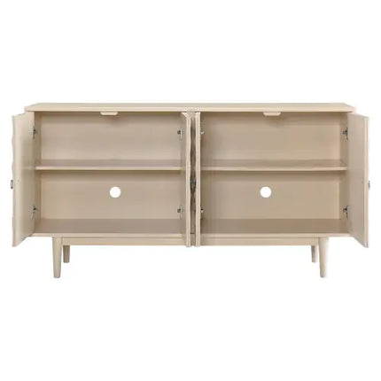 Modern 4-door Sideboard With Convex Doors And 2 Silver Handles For Living Room, Dining Room, Kitchen - Royalessencelux
