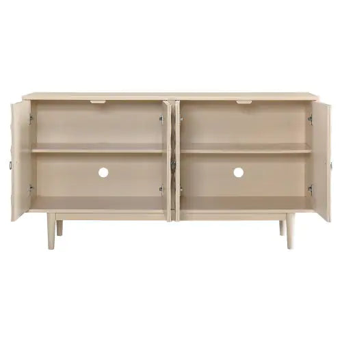 Modern 4-door Sideboard With Convex Doors And 2 Silver Handles For Living Room, Dining Room, Kitchen - Royalessencelux
