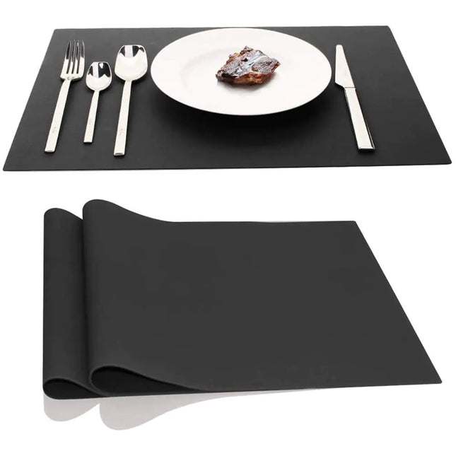 Silicone Placemat Placemats for Dining Table Kids and Toddler Placemats Table Mats Stain Resistant Non Slip Washable Heat Resistant Thicker Easy to Clean for Kitchen Table Set of 2 (Black) - Royalessencelux