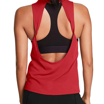 Mippo Workout Tops for Women Cute Yoga Tops Open Back Workout Tanks Backless Shirts Workout Tanks Sports Clothes Athletic Running Gym Tank Tops for Women Red L
