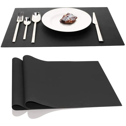 Silicone Placemat Placemats for Dining Table Kids and Toddler Placemats Table Mats Stain Resistant Non Slip Washable Heat Resistant Thicker Easy to Clean for Kitchen Table Set of 2 (Black) - Royalessencelux