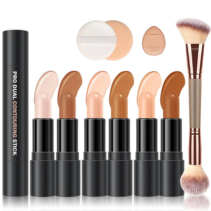 LZXLUKGIR 6 Colors Cream Contour Stick Makeup Contour KitFace Highlighter Makeup Stick Cream Bronzer Stick Contouring Makeup Kit for BeginnersLightweight Cream Concealer Contorno Maquillaje - Royalessencelux