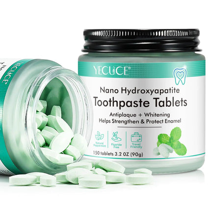 Generic 150 Toothpaste Tabs Flouride Free Toothpaste Tablets Nano Hydroxyapatite Sensitive Toothpaste Tablets Peppermint Flavored Strengthen Teeth Eco & Travel Friendly - Royalessencelux
