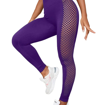 Sexy Yoga Leggings for Women High Waist Seamless Workout Leggings Gym Butt Lift Yoga Pants (PurpleSSmall)…