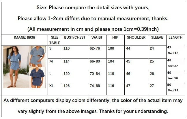 women’s irregular denim short pantskirt suit featuring a blue denim short sleeve loose dress with a button-up front and collar