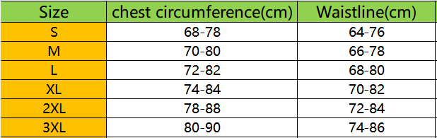 Size chart for black floral lace transparent bodysuit pajamas displaying chest and waistline measurements in centimeters across sizes s through 3xl for lingerie lace transparent fit guidance.