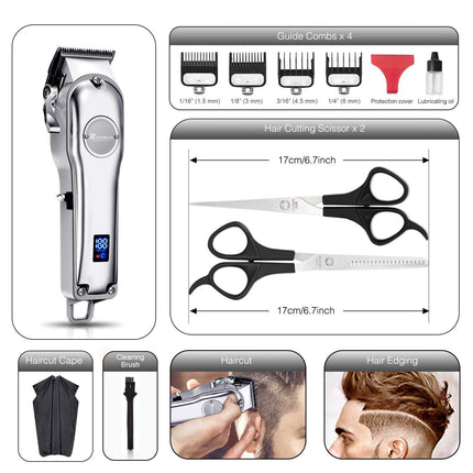 Men Hair Trimmer 3 in 1 IPX7 Waterproof Beard Trimmer Grooming Kit Cordless Hair Clipper for Women & Children LED Display USB Rechargeable Amazon Banned - Royalessencelux