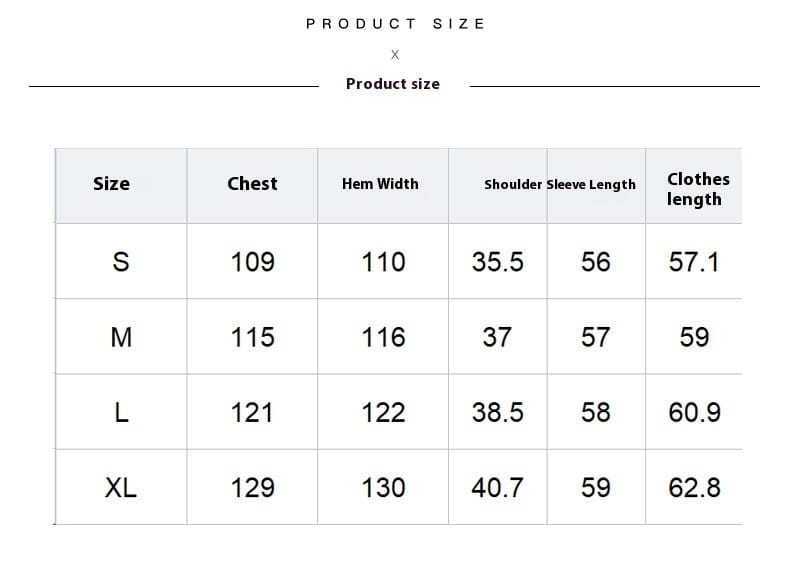 Product size chart displaying measurements for vintage floral embroidered puffed sleeve blouse in sizes s through xl.