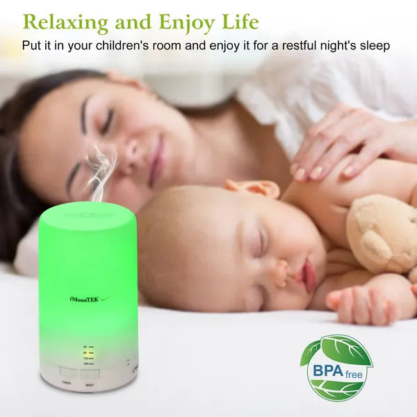 Ultrasonic Cool Mist Humidifier & Aroma Diffuser - 7-Color Night Light, 4 Timers, Auto Shut-Off