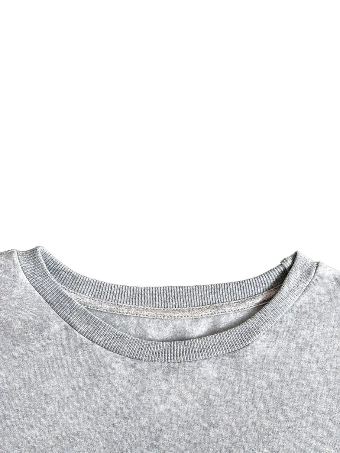 gray heathered cotton crew neck collar of white glitter lips pocketed long sleeve sweatshirt