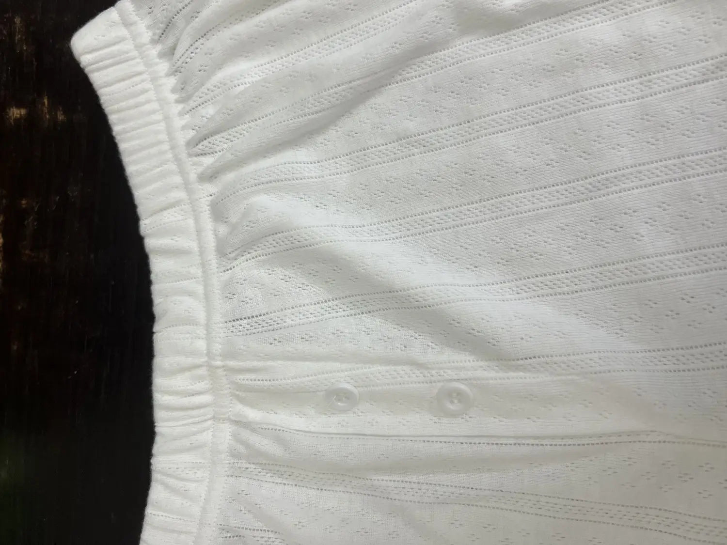 white embroidered cotton long sleeve fashion cardigan long with delicate striped lace detailing and elastic waistband