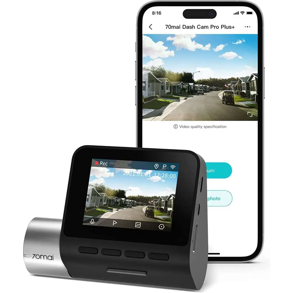 70mai a500s dash cam pro plus plus with built-in gps features a sleek black and silver body and compact live screen display