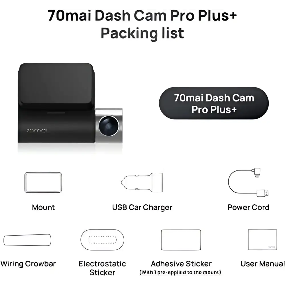 70mai a500s dash cam pro plus plus with built-in gps features a sleek black and silver body and compact lens on right side