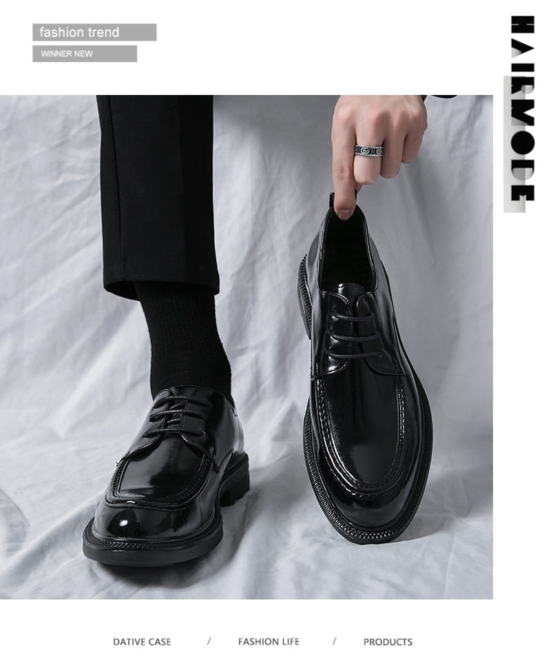 black patent leather horsebit loafers male with a glossy finish and brogue detailing ideal for male fashion formal wear