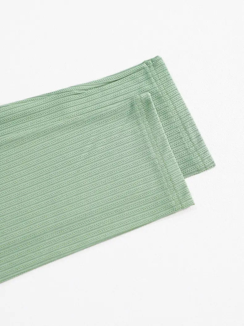 light green ribbed lace fabric with a subtle textured pattern for a ribbed lace ruffle sleeve pajama set