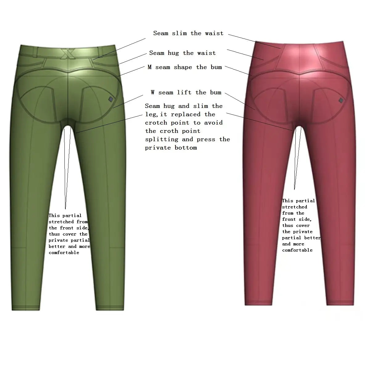 olive and maroon women’s fitted pants with tailored seams designed to contour the waist bum and legs for a sleek silhouette featured in shascullfites melody high waist gray denim leggings collection.