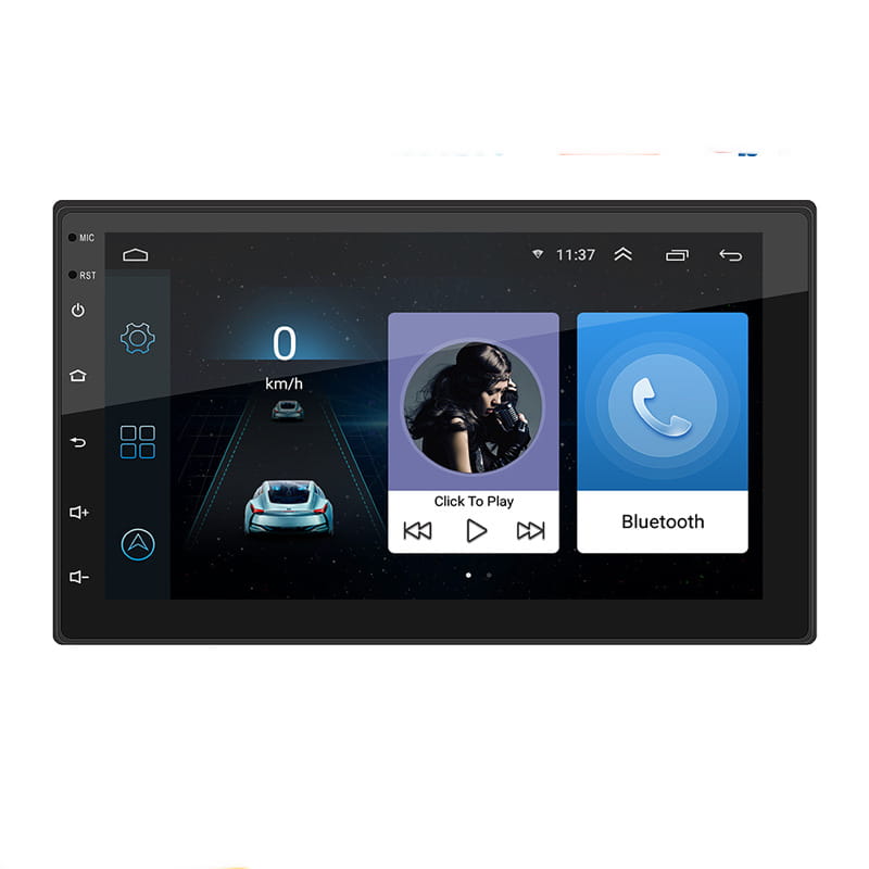 Black 2din 10.2 inch android universal card radio with touchscreen display showing navigation music player and bluetooth interface for car universal card radio bluetooth use.