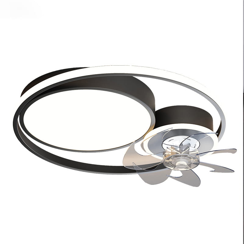 Modern black and chrome nordic light luxury fan lamp featuring integrated led lighting and a sleek design for light luxury simple interiors.