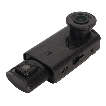 3 Channel Dash Cam 1080P 2.0in IPS Screen Front Rear Cabin View Parking Monitor Night Vision Motion Detection Black - Royalessencelux