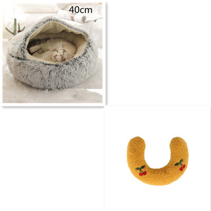 2 In 1 Dog And Cat Bed Pet Winter Bed Round Plush Warm Bed House Soft Long Plush Pets Bed Pet Products - Royalessencelux
