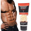 Red and black tube of fat burning cream designed for eight pack muscles abdominal growth in an eight pack muscle cream pack