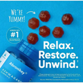 Red glossy gummy bear shaped abronikey ashwagandha vitamin d gummies with ksm-66 ashwagandha in blue bottle