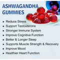 Red raspberry-shaped abronikey ashwagandha vitamin d gummy with ksm-66 ashwagandha in mixed berry flavor