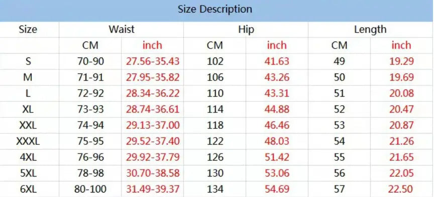 Size chart for orange palm print short sleeve beach shirt suit displaying measurements in centimeters and inches from size s to 6xl.