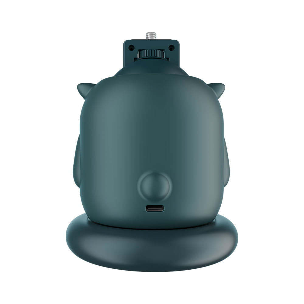 dark green owl-shaped camera with a matte finish and small ears featuring gimbal ai face recognition for intelligent follow-up tracking.