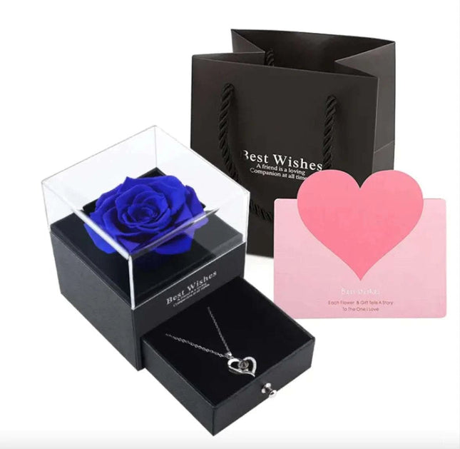 Acrylic Preserved Rose Jewelry Gift Box - Royalessencelux